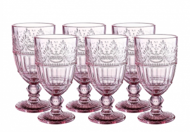 Pink vintage-style goblets set of six