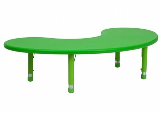 Green classroom table with unique shape
