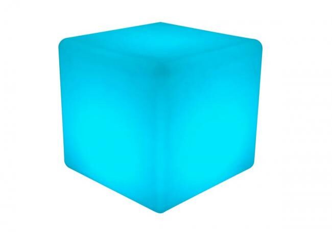 Bright blue cube with soft lighting