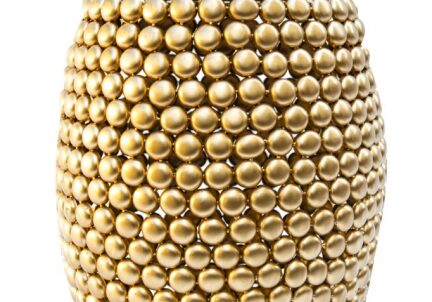 Gold textured vase with round pattern
