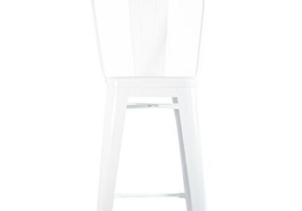 White metal bar stool on white background.