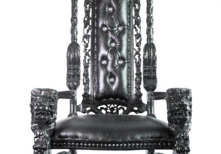 Elegant high-backed black throne chair