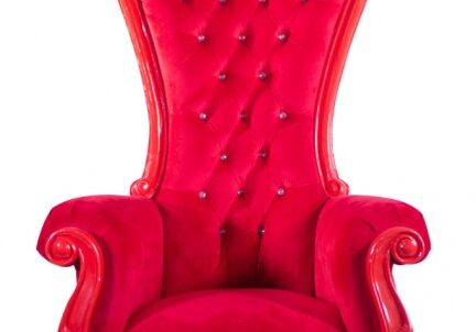 Elegant red velvet throne chair