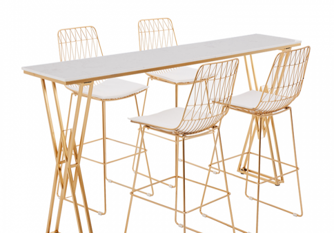 Sleek gold bar table set
