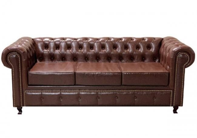 Classic tufted leather couch