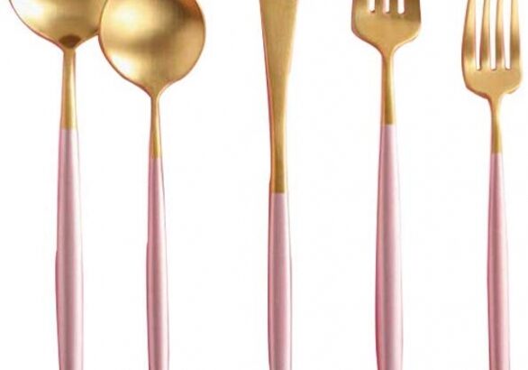 Elegant gold and pink utensils