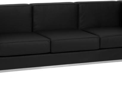 Black modern sofa with metal frame
