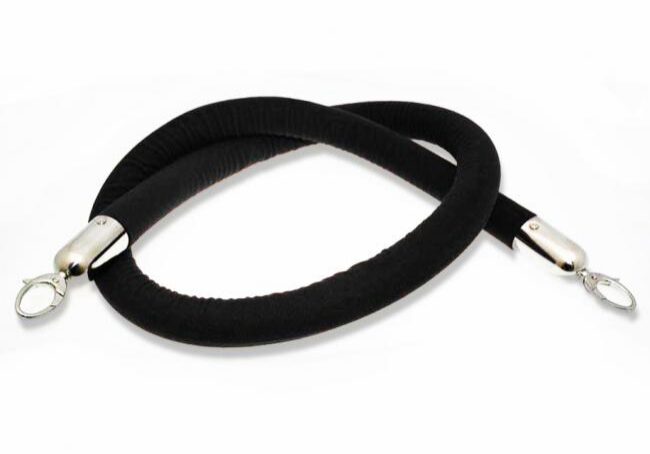 Black shoulder strap with metal clasps
