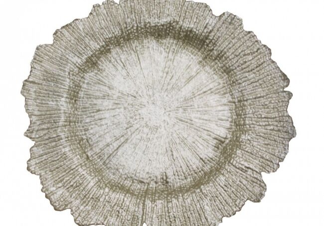 Textured round gray decorative plate