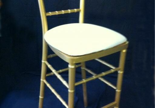 Gold Chiavari chair with white cushion