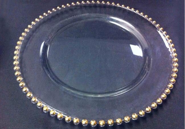 Elegant glass charger with gold accents