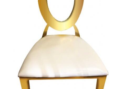 Elegant gold chair with white cushion