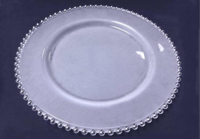 Transparent plate with decorative edge