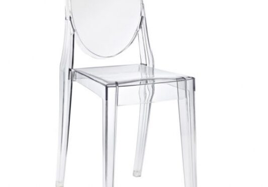 Minimalist clear plastic chair